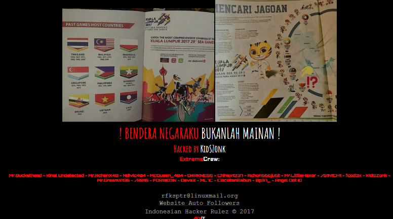 Tampilan situs Malaysia yang diretas.