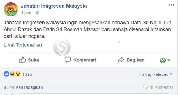 Najib Razak dicekal