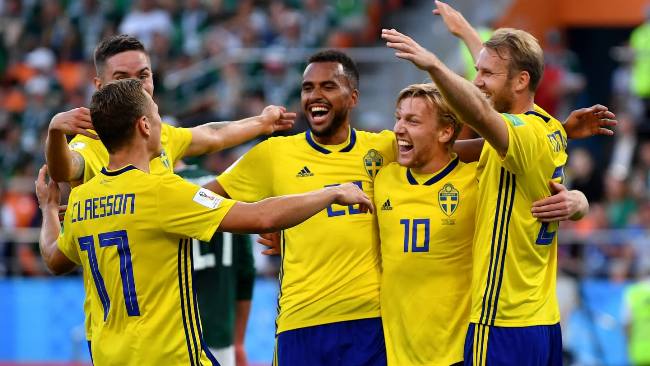 Swedia saat menghancurkan Meksiko 0-3. Foto: FIFA