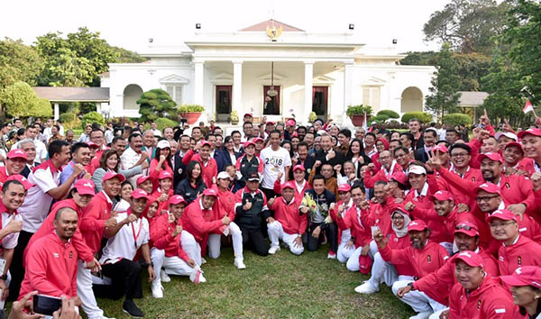 Presiden Jokowi saat memberikan arahan sekaligus melepas kontingen Indonesia ke Asian Games XVIII