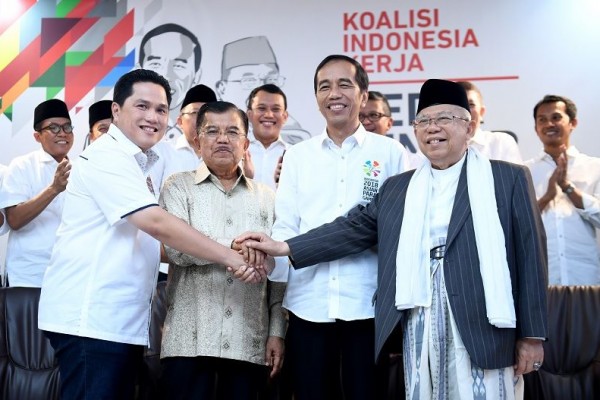 Erick Thohir, JK, Jokowi, dan Kiai Maruf. Mentor Debat, Jusuf Kalla